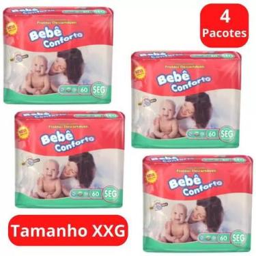 Imagem de Fralda Descartável Bebê Conforto Mega 4 Pacotes Tamanho XXG Com 60 Uni