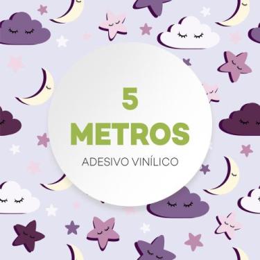 Imagem de Papel De Parede Adesivo Céu Roxo Estrela Lua Nuvem - Criptonita, 5M
