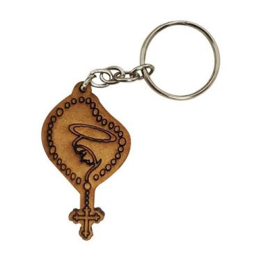 Imagem de Kit 10 Chaveiro Tercinho Ave Maria Com Argola 2,5x5cm Mdf Madeira - AT