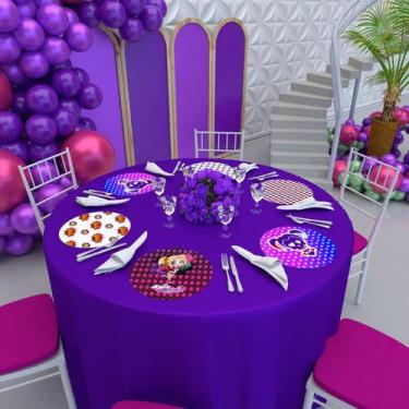 Imagem de Kit 8 Capas Sousplats Redondo Decoração 30x30 Cm Arlequina 02- IMPAKTO