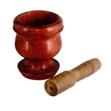 Imagem de Pilão De Pau Madeira Modelo Grande 10x7 Cm - Colheres de Pau