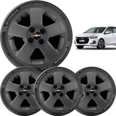 Imagem de 4x Calotas Chevrolet Prisma Onix Corsa Aro 14 Grafite 087cb - grid