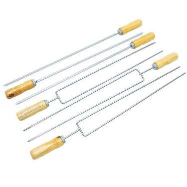 Imagem de Kit 3 Espeto Espada  3  Espeto Duplo Profissional Para Linguiça Churra