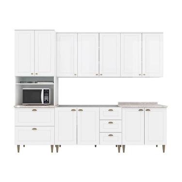 Imagem de Cozinha Modulada Henn Americana 6 Peças (2Aéreos+2Balcões+1Paneleiro+1Complemento) c/ P...
