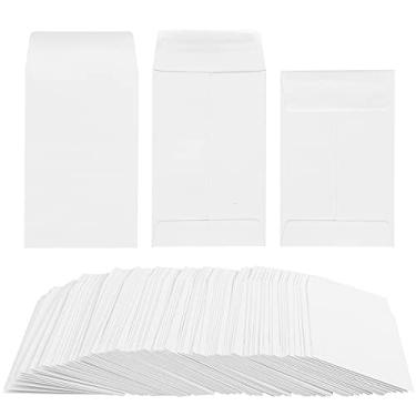 Imagem de Pacote com 200 envelopes de moedas pequenas Kraft Envelopes de semente mini peças pequenos itens selos pacotes de armazenamento envelopes autoadesivos para presente de jardim, escritório ou casamento, (5,5 x 8,5 cm, branco)