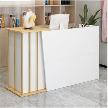 Imagem de Balcão de recepção simples e moderno supermercado loja de conveniência hotel pequeno bar salão de beleza loja de roupas caixa balcão de caixa para salão recepção R, branco quente, 140 cm