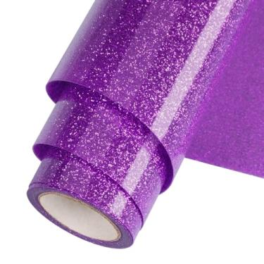 Imagem de WOOGLITTER Rolo de Vinil de Transferência Térmica Htv com Glitter Roxo de 12"x5 Pés para Artesanato Em Camisetas, Vinil com Glitter para Passar A Ferro, Adequado para Todas As Máqu (12 Polegadas X 5 P