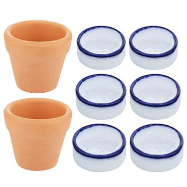 Imagem de 2 peças de abrigo pequeno de cerâmica de aranha, com 6 microtigelas de água para tarântula, escorpião, milípede, aranha minúscula, réptil
