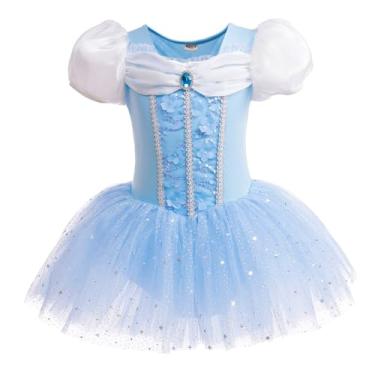 Imagem de DYMCII Vestido de balé de princesa para bebês meninas, collant de manga curta, tutu, roupa de dança, Halloween, Natal, fantasia chique, 041 Cinderela, 18-24 Months