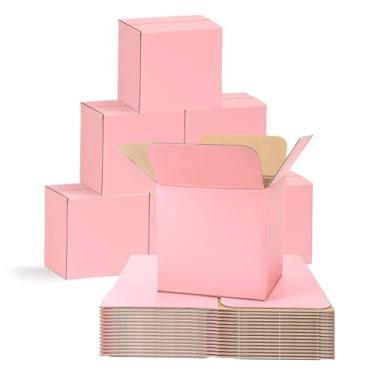 Imagem de DEZIBOX Caixas de Remessa Rosa 6X6X6", Pacote com 30 Pequenas Caixas de Papelão Ondulado, Caixas de Correio Em Cubo para Pequenas Empresas, Embalagens e Correspondências