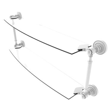 Imagem de Prateleira de vidro em duas camadas DT-34/24 da Allied Brass Dottingham Collection, 60 cm, branco fosco