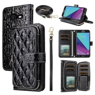 Imagem de Furiet Argyle Capa carteira para Samsung Galaxy J3 Luna Pro J 3 Prime 2017 Emerge 3J Eclipse Mission com tiracolo/alça de pulso suporte com zíper bolsa à prova de choque para cartão capa de celular
