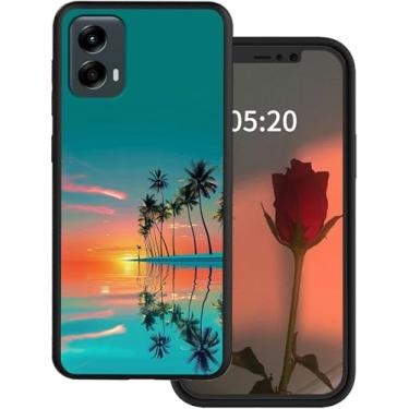 Imagem de Rossy Capa para celular Motorola Moto G Stylus 5G 2024 com estampa de pôr do sol na praia para mulheres e homens, capa de proteção de silicone TPU macio antiarranhões à prova de choque para Moto G