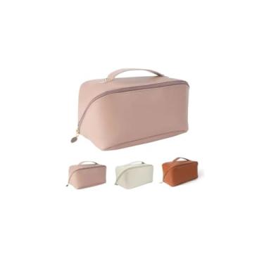 Imagem de Necessaire Feminina Grande Capacidade PU Couro Portátil Bolsa de Maquiagem e Viagem à Prova d'Água