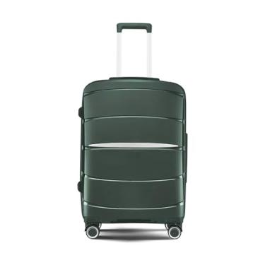 Imagem de Mala de viagem resistente Hardside, rodas giratórias silenciosas 360, trava expansível TSA bagagem de transporte/despachada, alça de alumínio, Verde, Checked-Medium 24-Inch, Bagagem expansível com