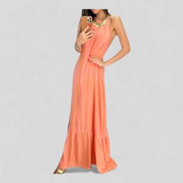 Imagem de Vestido Longo Frente Única Casamentos Festas - CCS MANIA, Coral, M