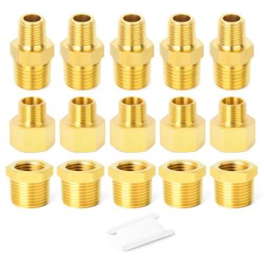 Imagem de (1cm NPT x 0.6cm NPT) - Gasher 15PCS Brass Pipe Fitting, Hex Bushing, Reducer Adapter, Reducing Hex Nipple 1cm NPT x 0.6cm NPT