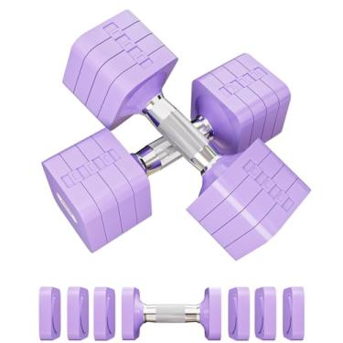 Imagem de Halteres de 9 kg, pesos de mão ajustáveis para mulheres e homens, conjunto de halteres de peso livre 4 em 1, conjunto de ajuste de peso das mãos, halteres de fitness para equipamentos de treino de