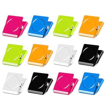 Imagem de Clipe de ímã de geladeira, clipe de ferro de cor doce, clipe de nota magnético quadrado, clipe de vedação de alimentos multifuncional 6 peças