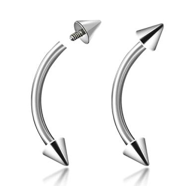 Imagem de ZYTAIJEW 2 peças, 16G, 6 mm/8 mm/10 mm/12 mm/14 mm, titânio G23, rosqueado internamente com esfera de 3 mm, bisel, zircônia, cone, pinos, zircônia, hélice, brincos, sobrancelha, lábio, umbigo, barra,