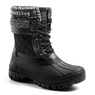 Imagem de ALEADER Botas De Neve Para Mulheres Inverno Pato Meados De Bezerro Botas À Prova Dwaterproof Água Isolado Tempo Frio Preto 10 M Eua Mulheres
