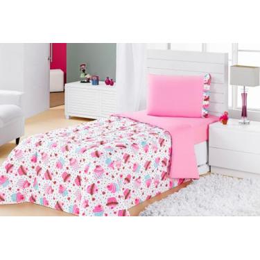 Imagem de Edredom Solteiro Quarto Infantil Menina - Cupcake 1 Peça - Vagalume Mo