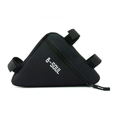 Imagem de Qzc Bolsa de armazenamento de bicicleta esportiva, pacote de feixe de mountain bike, bolsa triangular frontal para bicicleta sob o assento, bolsa de tubo para quadro de tubo de bicicleta (preto)