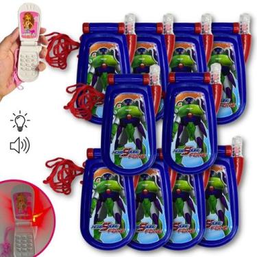 Imagem de Kit 10 Celular De Brinquedo Com Som E Luz Telefone Infantil - Europio,