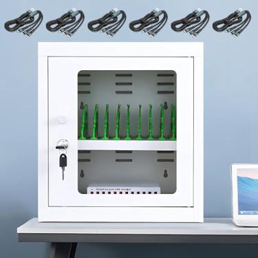 Imagem de Organizador de estação de carregamento de celular, armário de carregamento de celular/tablet com trava e rodas, estação de carregamento USB para celular, para salas de aula/clubes de ginástica/es