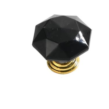 Imagem de Gaveta de cristal colorido, puxador de diamante, alça transparente, armário de porta, armário de gaveta, maçaneta de porta, alça de acrílico, alça de plástico, 12 peças (base dourada preta)