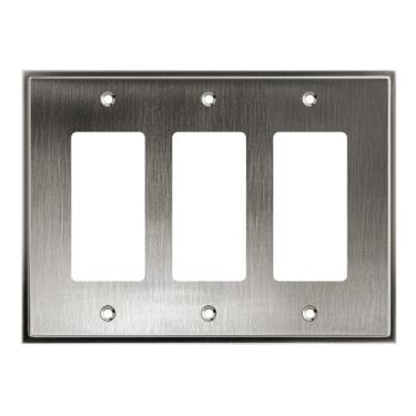 Imagem de Henne Bery Capa de tomada de placa de interruptor de placa de parede decorativa moderna e macia (decoração tripla, prata)