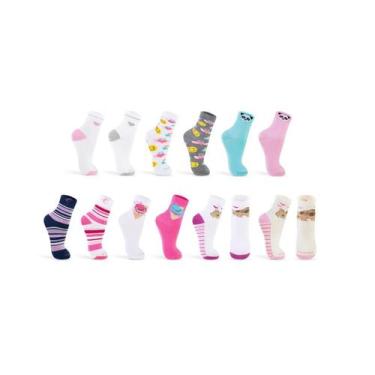 Imagem de Kit 2 Pares Meia Cano Medio Infantil Femi Centope 027/028, G 29 a 34, 