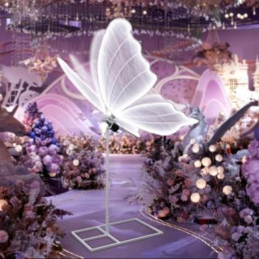 Imagem de YM sky Luminária De Chão Elétrica Borboleta Para Casamento: Decoração Gigante De Borboletas Led Móveis Com Movimento E Luzes Acesas - Grandes Acessórios De Borboleta Móveis Com Asas Batendo - Para F