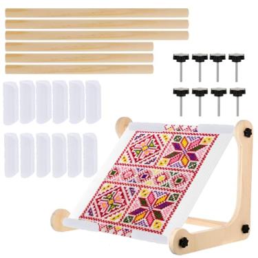 Imagem de YEXEXINM Suporte De Mesa De Bordado Ajustável, Suporte De Bastidor De Ponto Cruz, Suporte De Bordado De Madeira, Bastidor De Ponto Cruz Para Ponto Cruz De Colo Ou De Mesa Ou Bordado De Tapeçaria, Ha