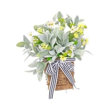 Imagem de Esquirla Porta pendurada cesta grinaldora artificial corajas de flores decorativas guirlanda pendurada ornamento para decoração de festival de festa de