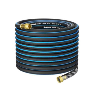 Imagem de DEWENWILS Mangueira de jardim resistente de 5/20.3 cm x 75 pés, funcionamento de 300psi e explosão de 1000psi, acessórios de latão sólido 3/10.2 cm, água quente/fria, construção de 5 camadas,