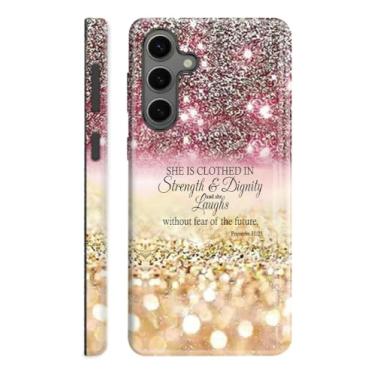 Imagem de Compatível com Samsung Galaxy S24 Ultra 5G, capa para Samsung Galaxy S24 Ultra camada dupla proteção contra quedas de corpo inteiro, citações cristãs versículo bíblico Provérbios 31:25