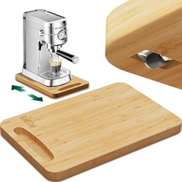 Imagem de Slider de eletrodomésticos de bambu, bandeja deslizante para cafeteira, bandeja de enrolar eletrodomésticos de bancada de cozinha, bandeja deslizante para cafeteira com rodas de borracha, profunda -