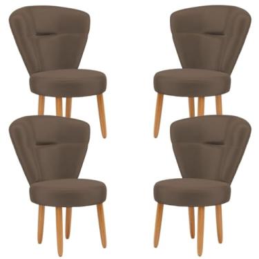Imagem de Kit 4 Cadeiras Decorativas para Sala de Espera Recepção Moderna Tecido Veludo MOBLAN decor (Marrom)