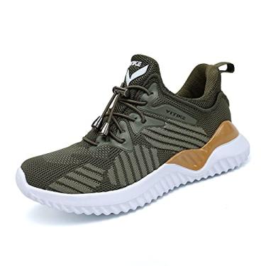 Imagem de VITUOFLY tênis para meninos de corrida e meninas, tênis de malha para treino interno leve, esportes ao ar livre, tênis atlético, tênis para crianças pequenas/crianças grandes, 8075-green, 2.5 Little Kid