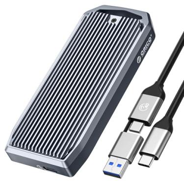 Imagem de ORICO Gabinete SSD M.2 USB4 de 40 Gbps, suporta SSDs M.2 NVMe de até 8 TB, capa de liga de alumínio com aletas, cabo USB-C para USB-A e C 2 em 1, Plug and Play, compatível com Thunderbolt 3/4, USB