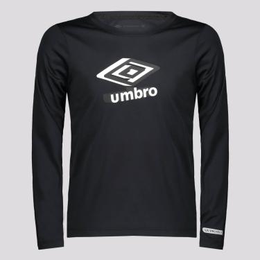 Imagem de Camisa Manga Longa Juvenil Umbro Basic UV, Preta, 10 Anos