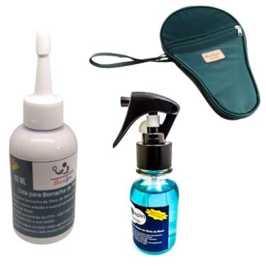 Imagem de Kit 3 em 1 Tênis de Mesa Profissional: Limpador Spray Top Clean + Cola Adesiva Ping Pong + Case Acolchoado com Porta Bolas – Revitalizador de Borracha + Protetor de Raquete