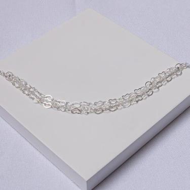 Imagem de Pulseira Tripla Infantil Folheada a Prata Elos Coração e Riviera - Ral