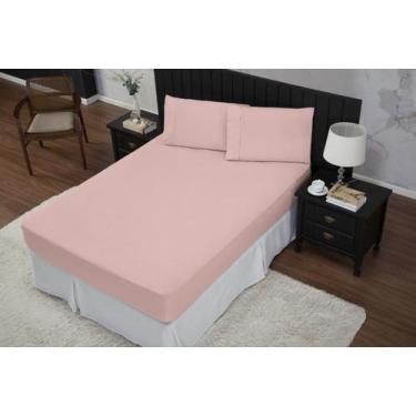 Imagem de jogo de lençol QUEEN 4 pçs 600 FIOS MICROPERCAL AVELUDADO - SAFIRA ENX