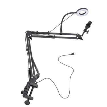 Imagem de Luz Anel Com Montagem Aérea do Telefone, Braço Articulado Flexível LED Selfie Light Com Braçadeira e Suporte do Telefone, LED Desk Ring Light para Gravação de Vídeo,Reunião de Zoom