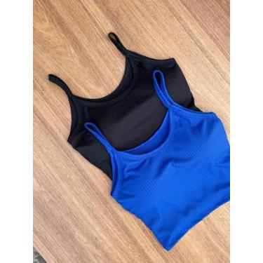 Imagem de Kit 2 Cropped Feminino com Bojo Top Alcinha - Mitti, Preto, Azul, M