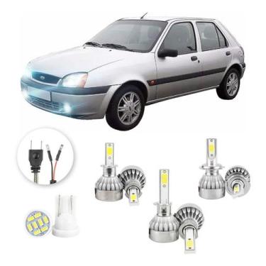 Imagem de Lampadas Led Ford Fiesta 1996 A 2001 H3 H1 H7 20000lm - V10, Branco