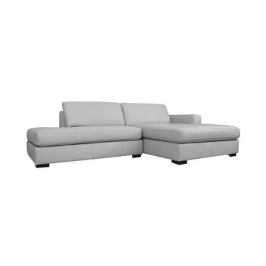 Imagem de Sofá de Couro com Chaise N.Y. 3 Lugares Off White 2,54 m - Mempra