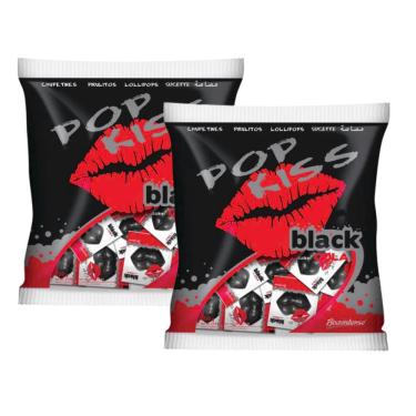 Imagem de Pirulito Pop Kiss Black Cola c/ 50un 500g - 2 Pacotes